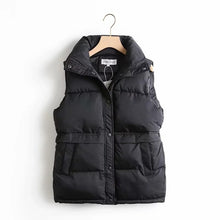 Load image into Gallery viewer, Autumn Winter Women&#39;s Solid Loose Vest Drawstring Stand Collar Long Vest Jacket  Cotton Padded Women&#39;s Windproof Warm Waistcoat
