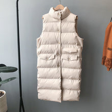 Load image into Gallery viewer, Autumn Winter Cotton Vest Women Ladies Casual Waistcoat Female Sleeveless Long Vest Jacket Slim Fit Warm Puffer Coat
