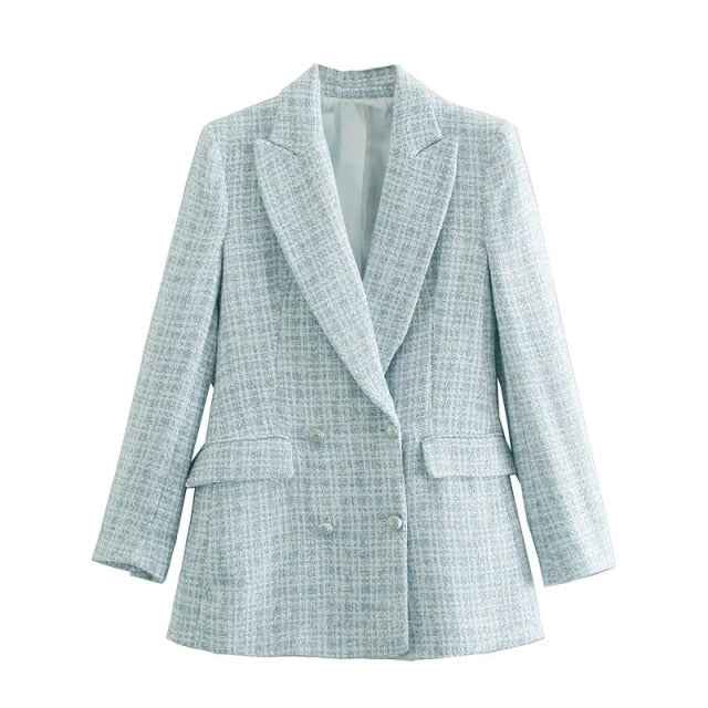 Hago Spring Women New Casual Tweed Blazer